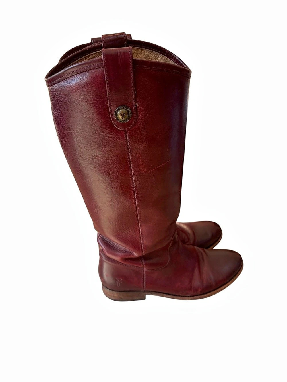 Frye Melissa Leather Harness Boots US 8 Burgundy
